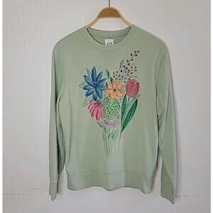 Gap Vintage Soft Fire‎ Opal Wildflower Boquet Graphic Print Pullover Sweatshirt